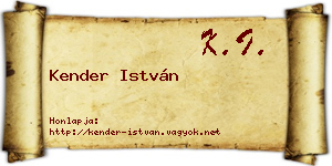 Kender István névjegykártya